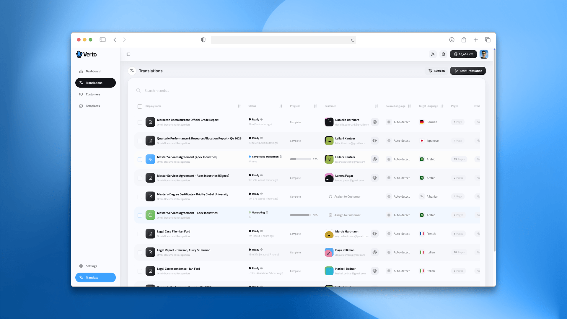 Verto translations page